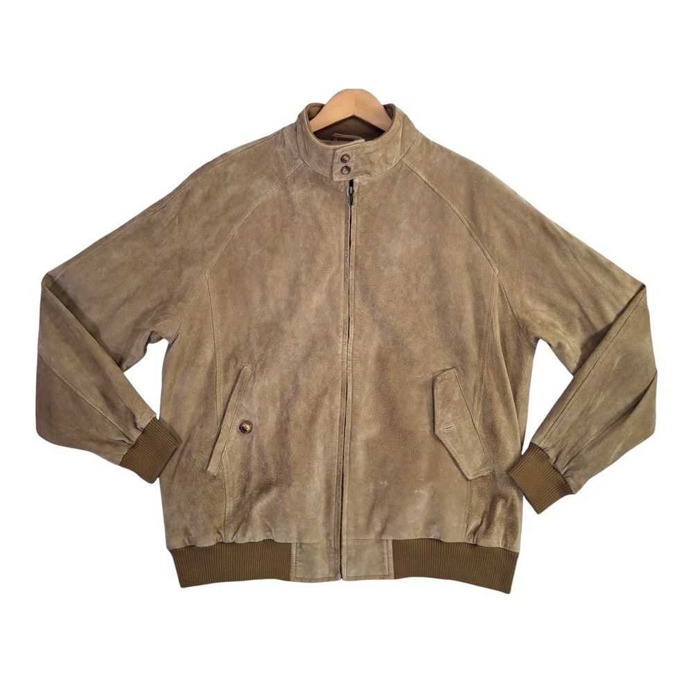 Vintage Orvis Suede Leather Bomber Jacket Men's Large Plaid Lined L 90s